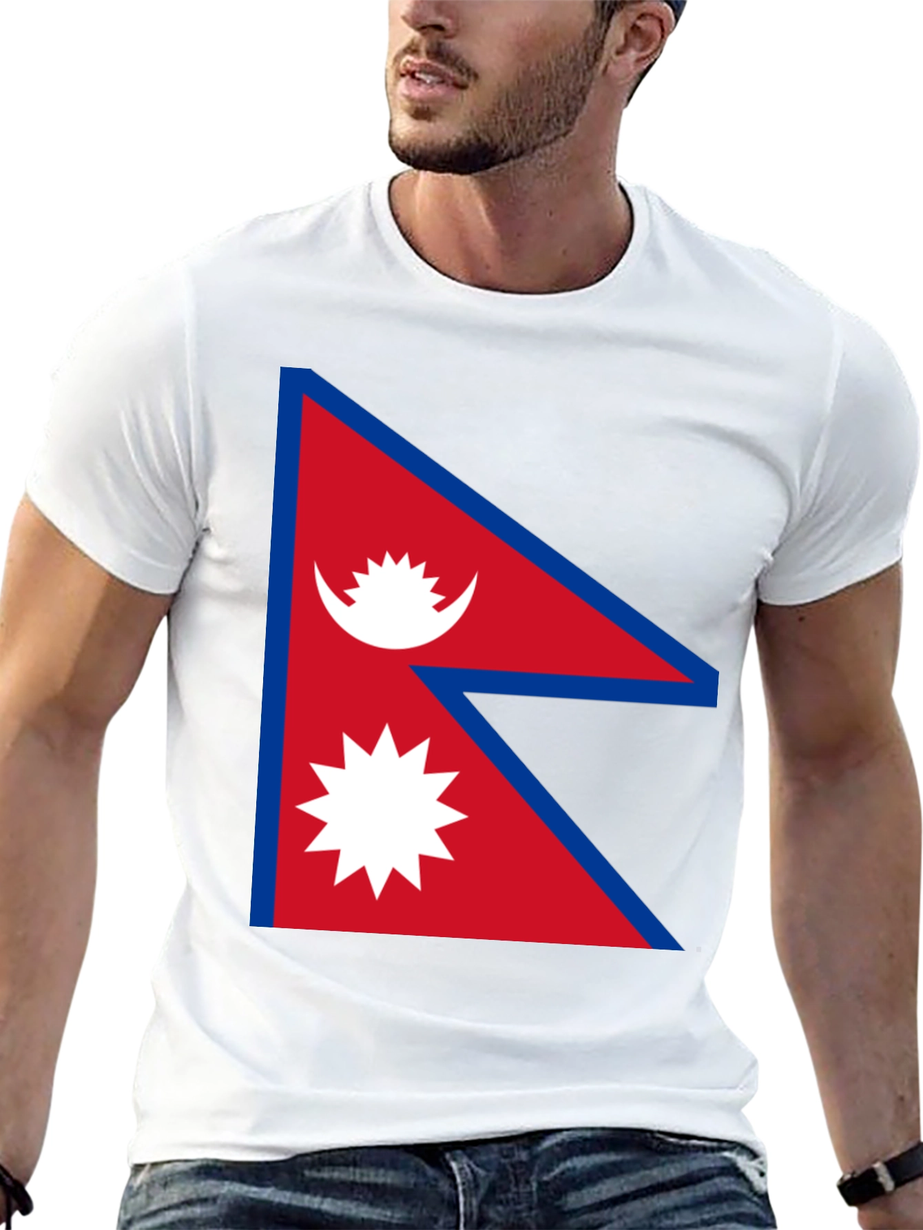 Nepal Flag Graphic T-Shirt - Black Crew Neck Tee