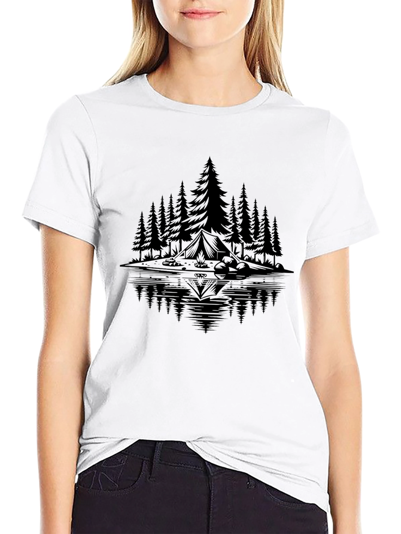 Mens Camping Scene Graphic Tee
