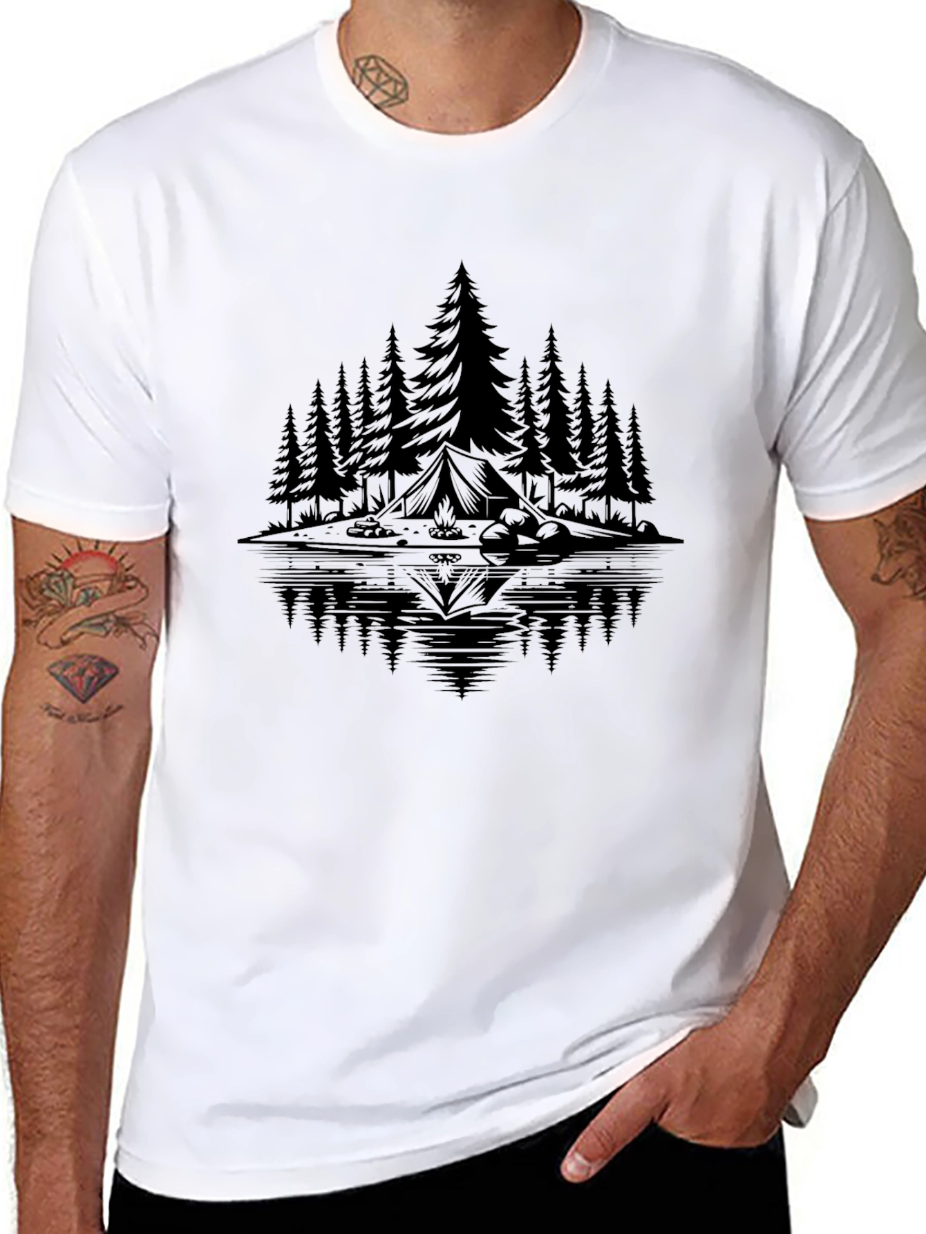 Mens Camping Scene Graphic Tee