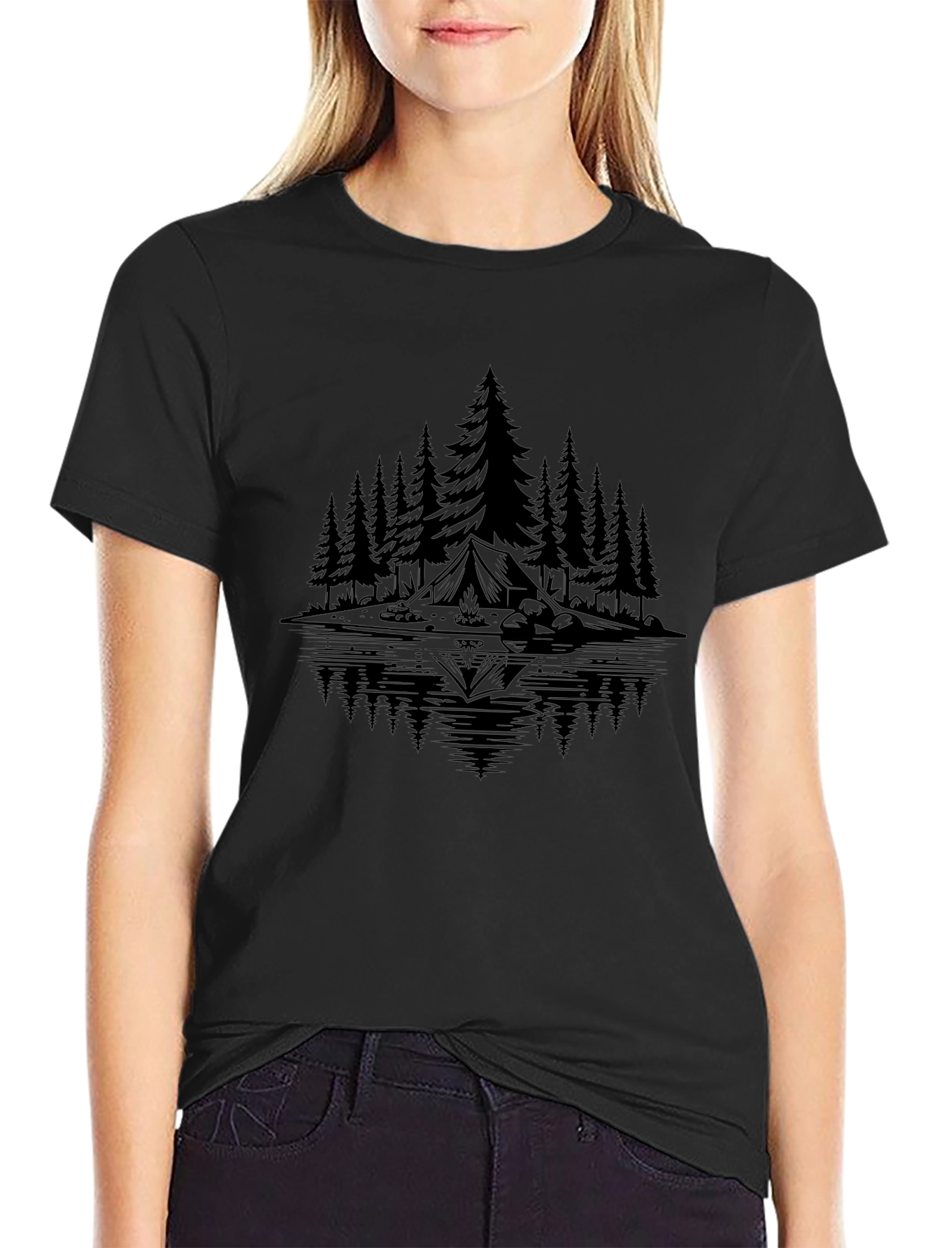 Mens Camping Scene Graphic Tee