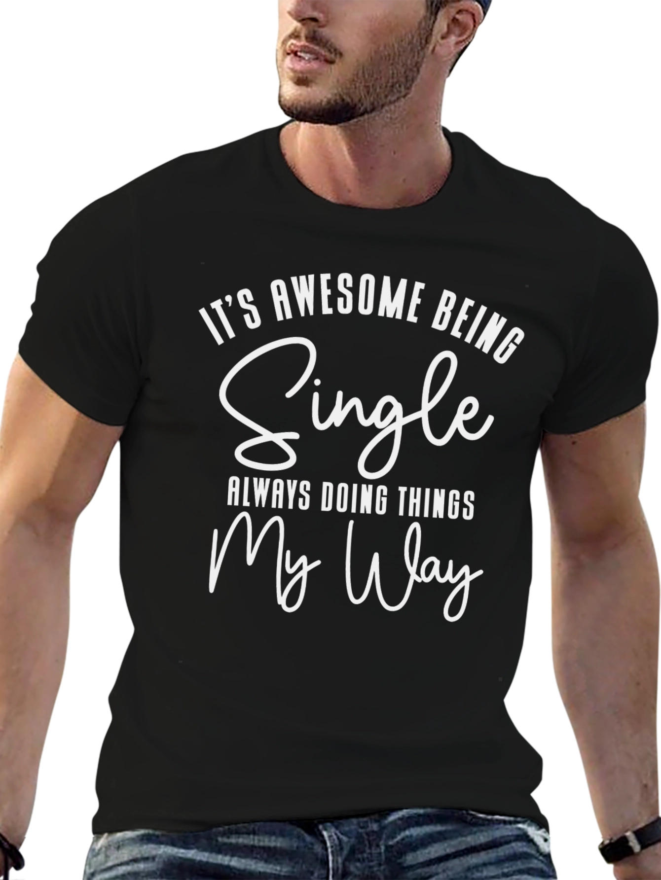 Awesome Being Single Black Graphic Tee Shirt