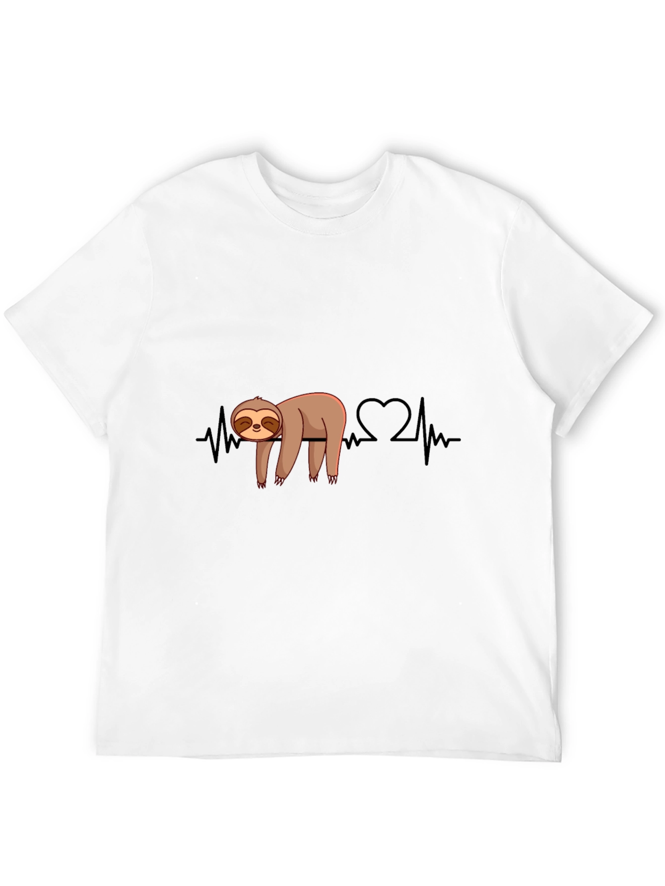 Sloth Heartbeat Graphic Tee - Relaxed Style