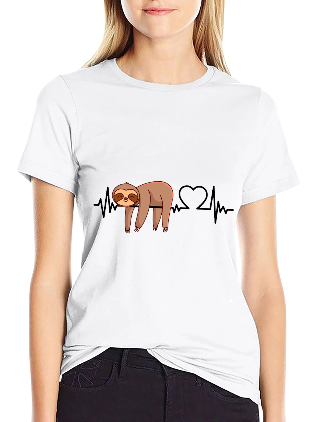 Sloth Heartbeat Graphic Tee - Relaxed Style