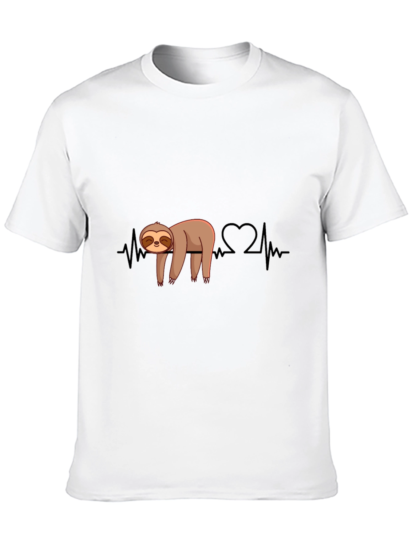 Sloth Heartbeat Graphic Tee - Relaxed Style