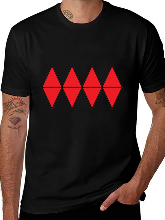 Red Diamond Pattern Black T-Shirt