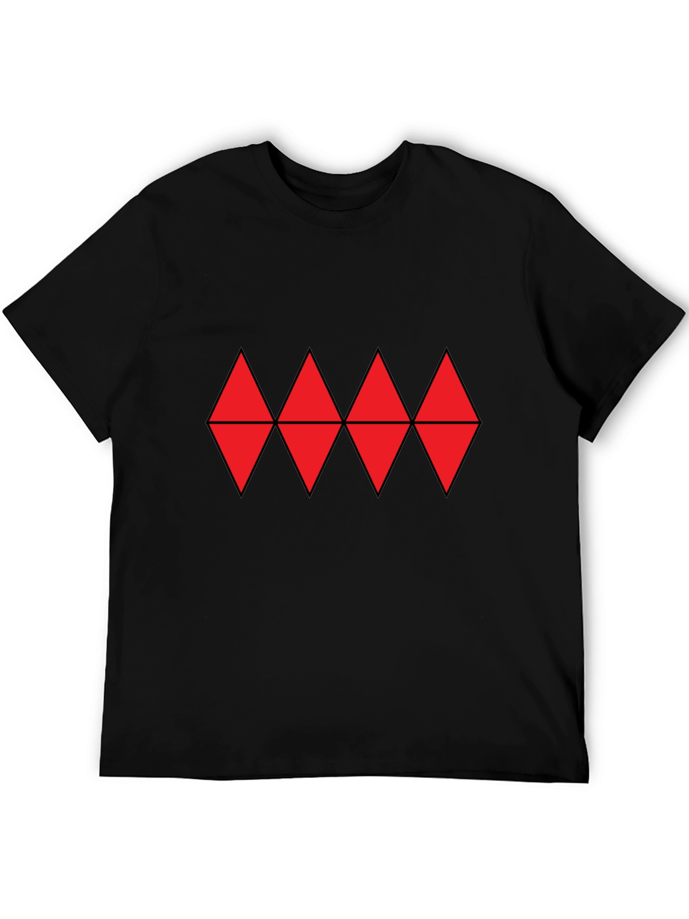 Red Diamond Pattern Black T-Shirt