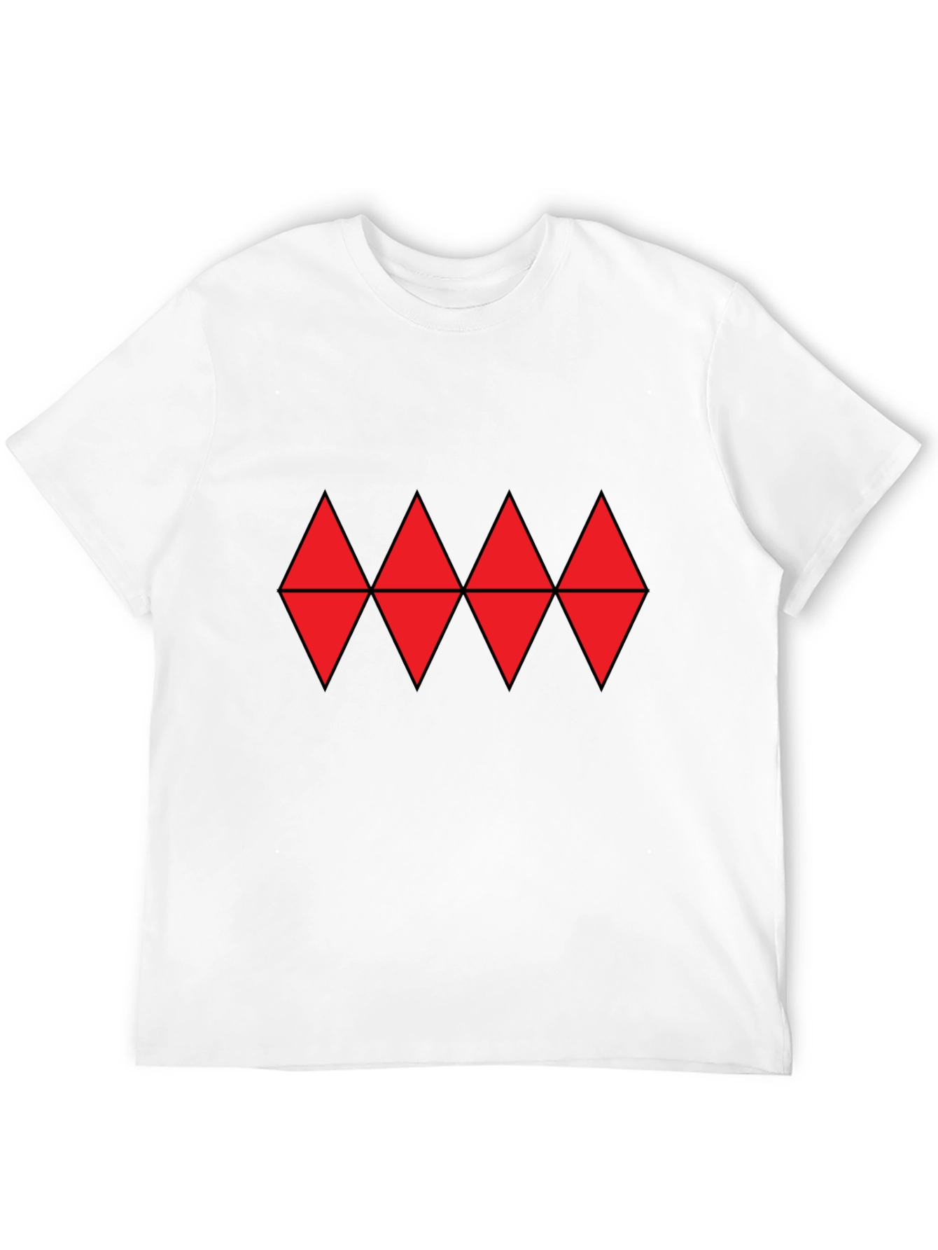Red Diamond Pattern Black T-Shirt