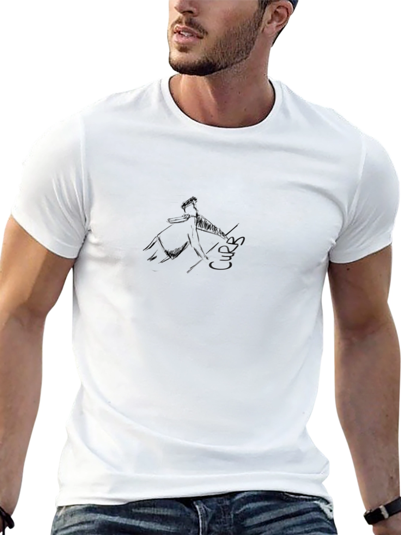 Mens Black Graphic Tee - Abstract Design