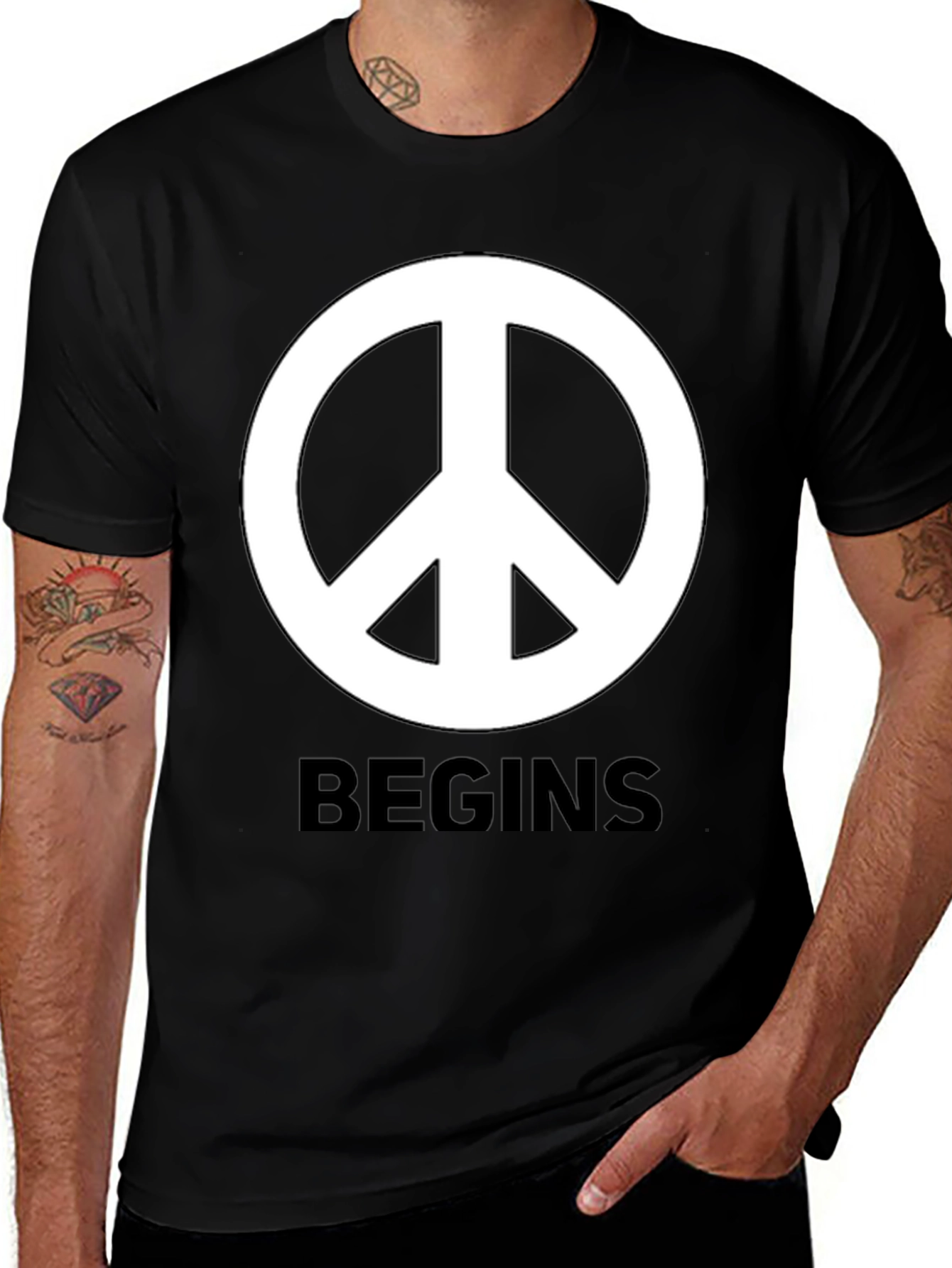 Peace Begins With Me Black T-Shirt
