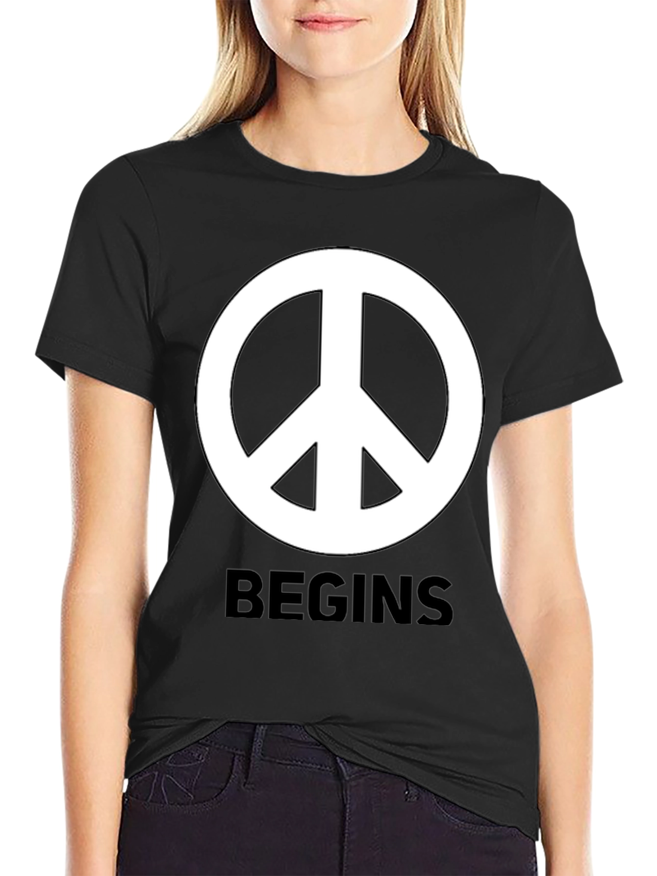 Peace Begins With Me Black T-Shirt