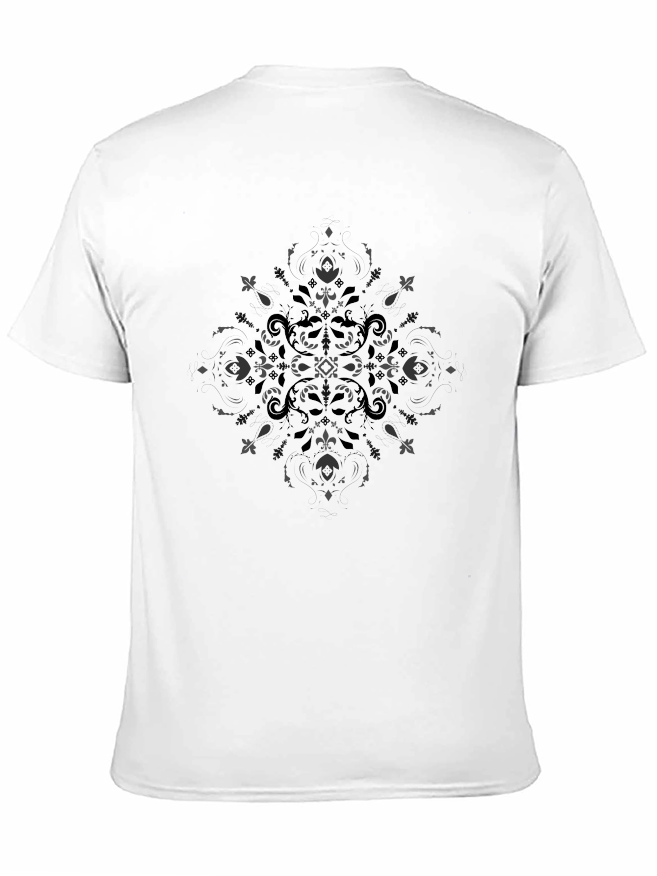 Mens Black Tee with Floral Mandala