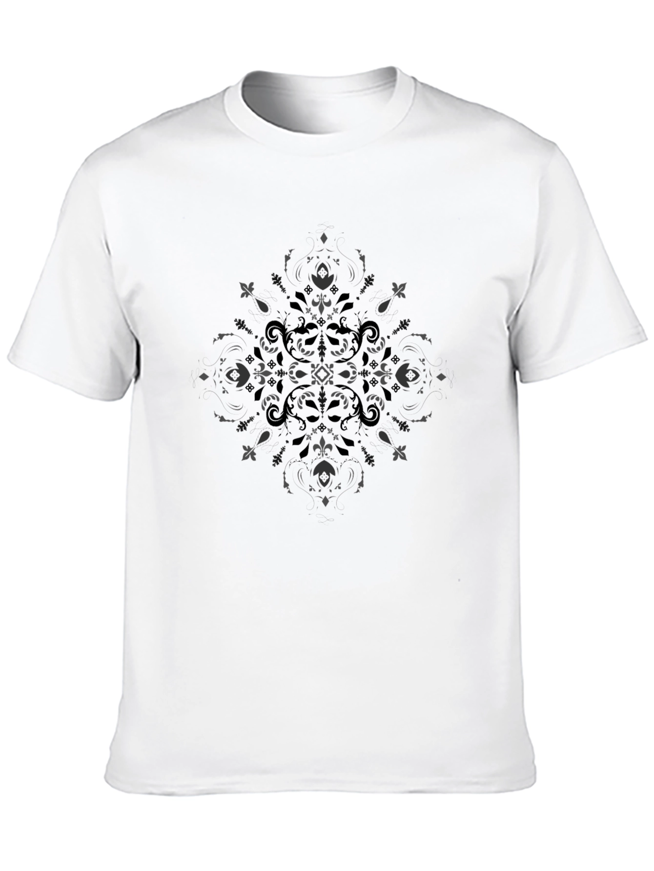 Mens Black Tee with Floral Mandala