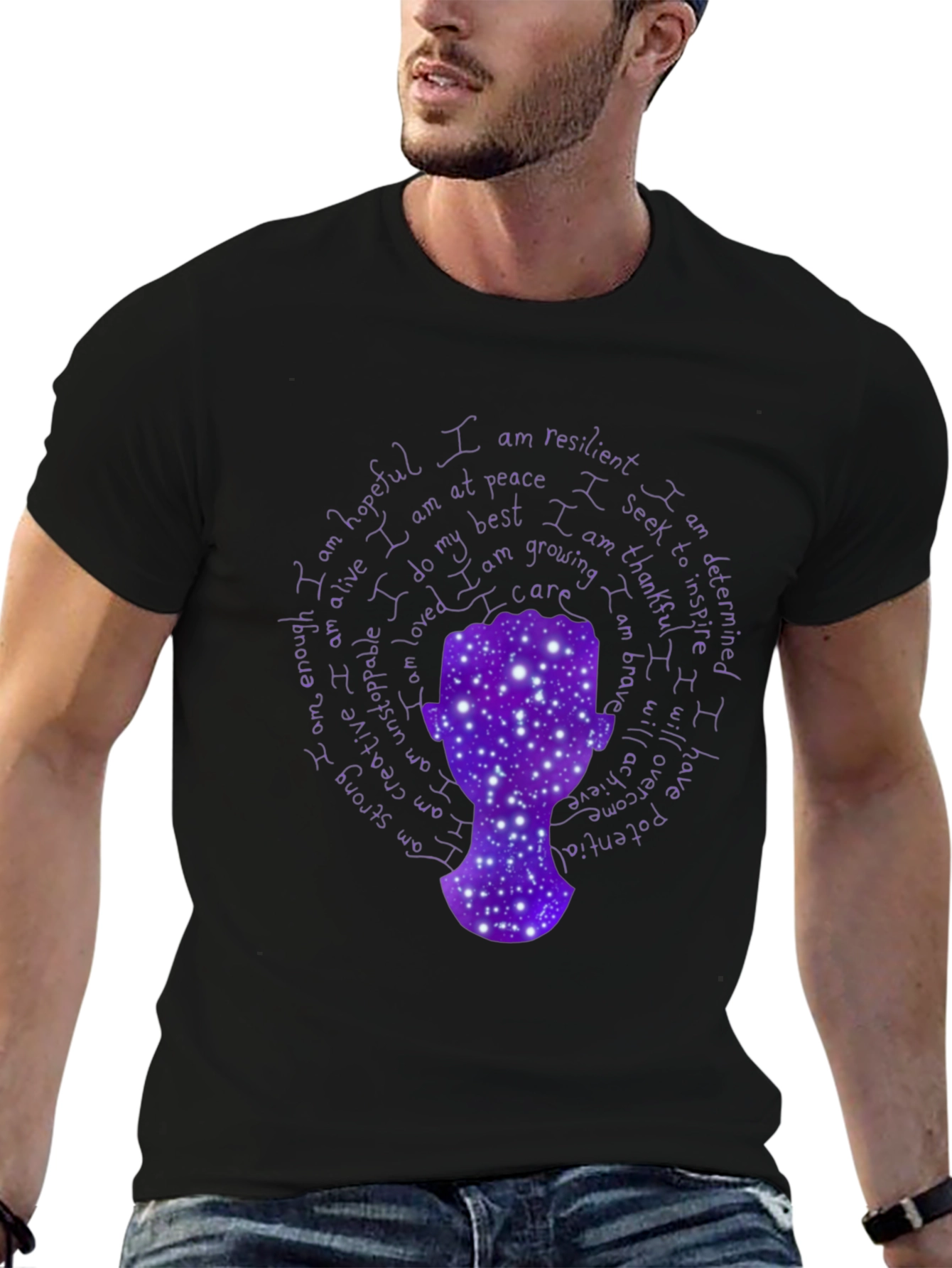 Inspirational Galaxy T-Shirt: Affirmation Design Positive Vibes