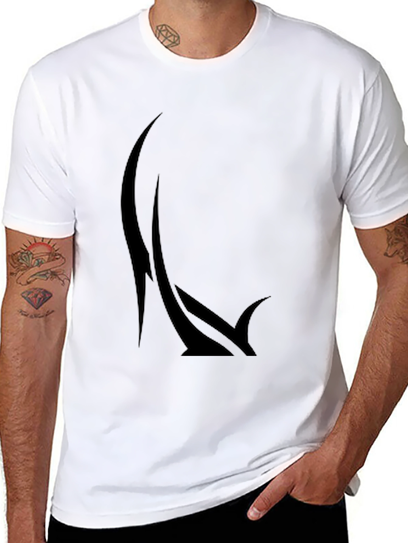 Mens Graphic Black T-Shirt - Abstract Design