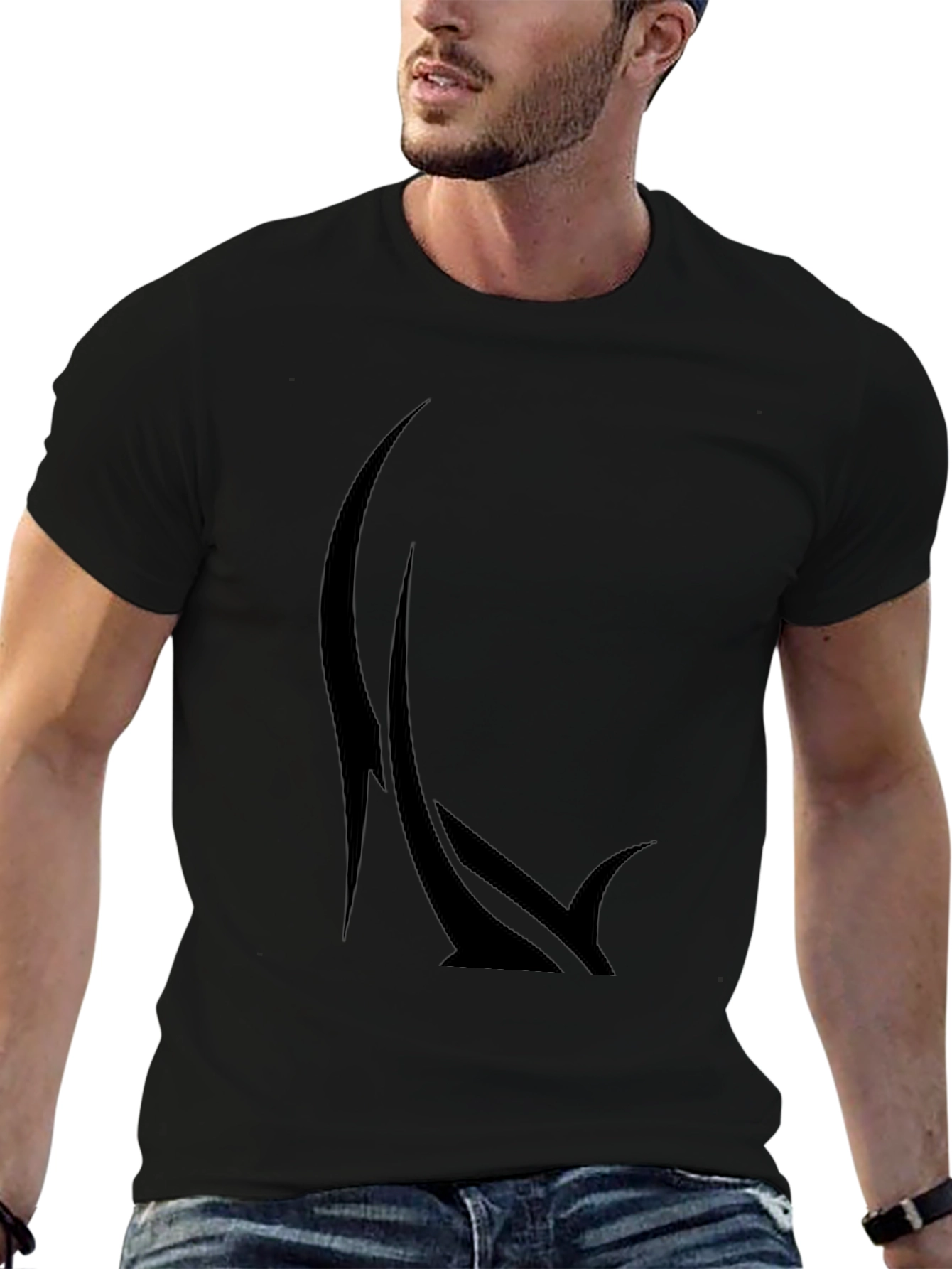 Mens Graphic Black T-Shirt - Abstract Design