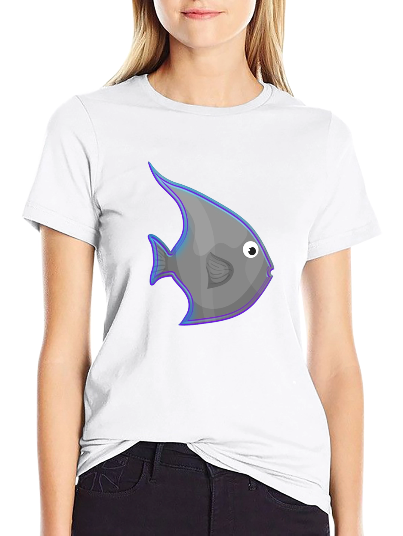 Angelfish Graphic Print Black T-Shirt