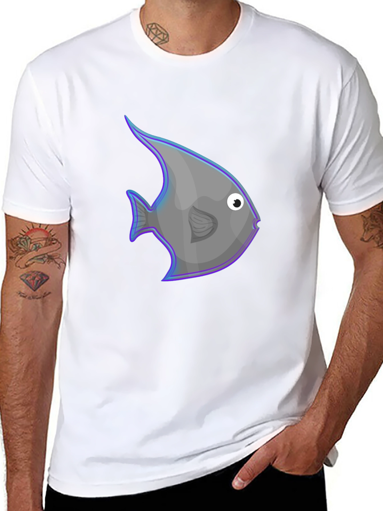 Angelfish Graphic Print Black T-Shirt