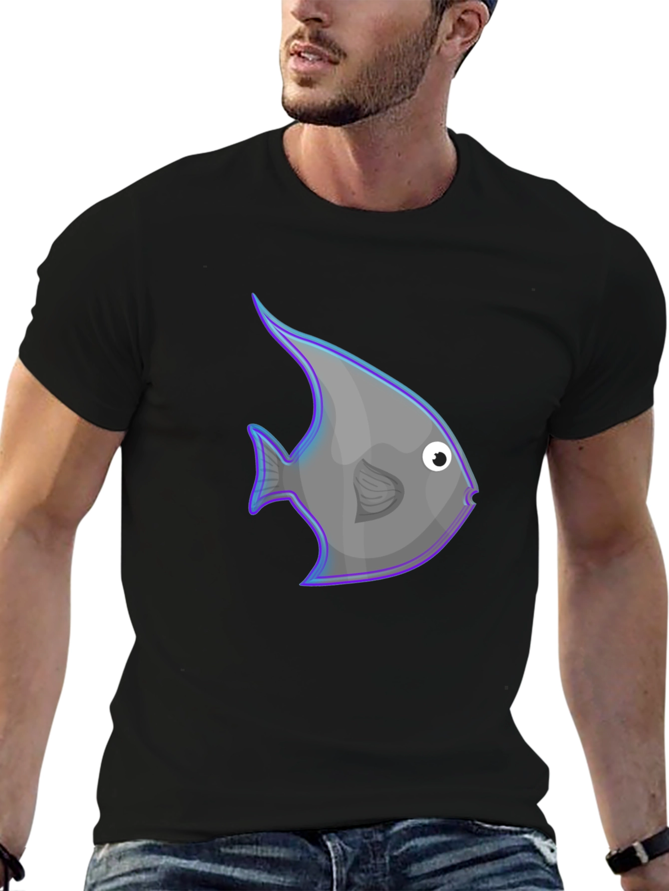 Angelfish Graphic Print Black T-Shirt