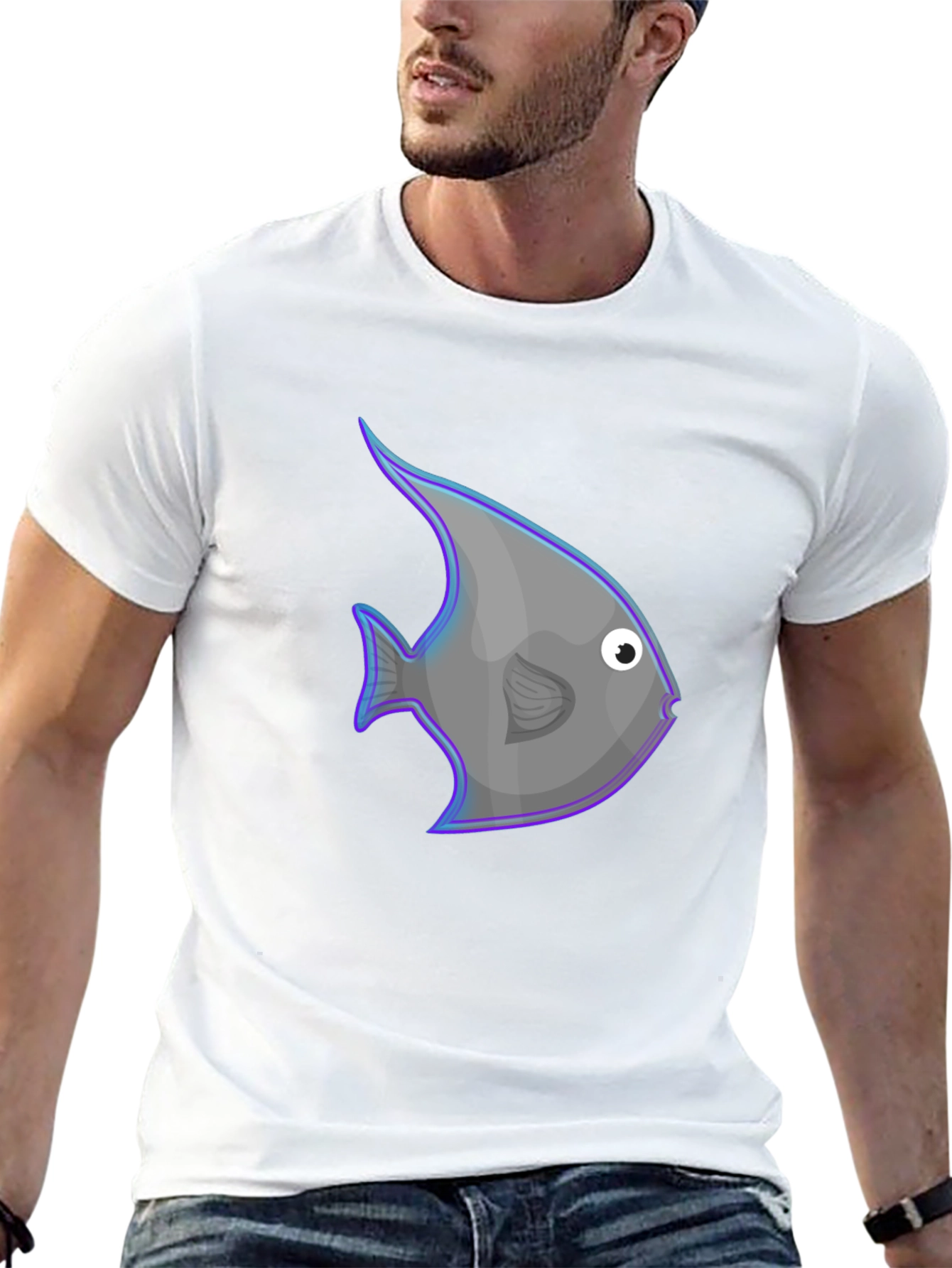 Angelfish Graphic Print Black T-Shirt