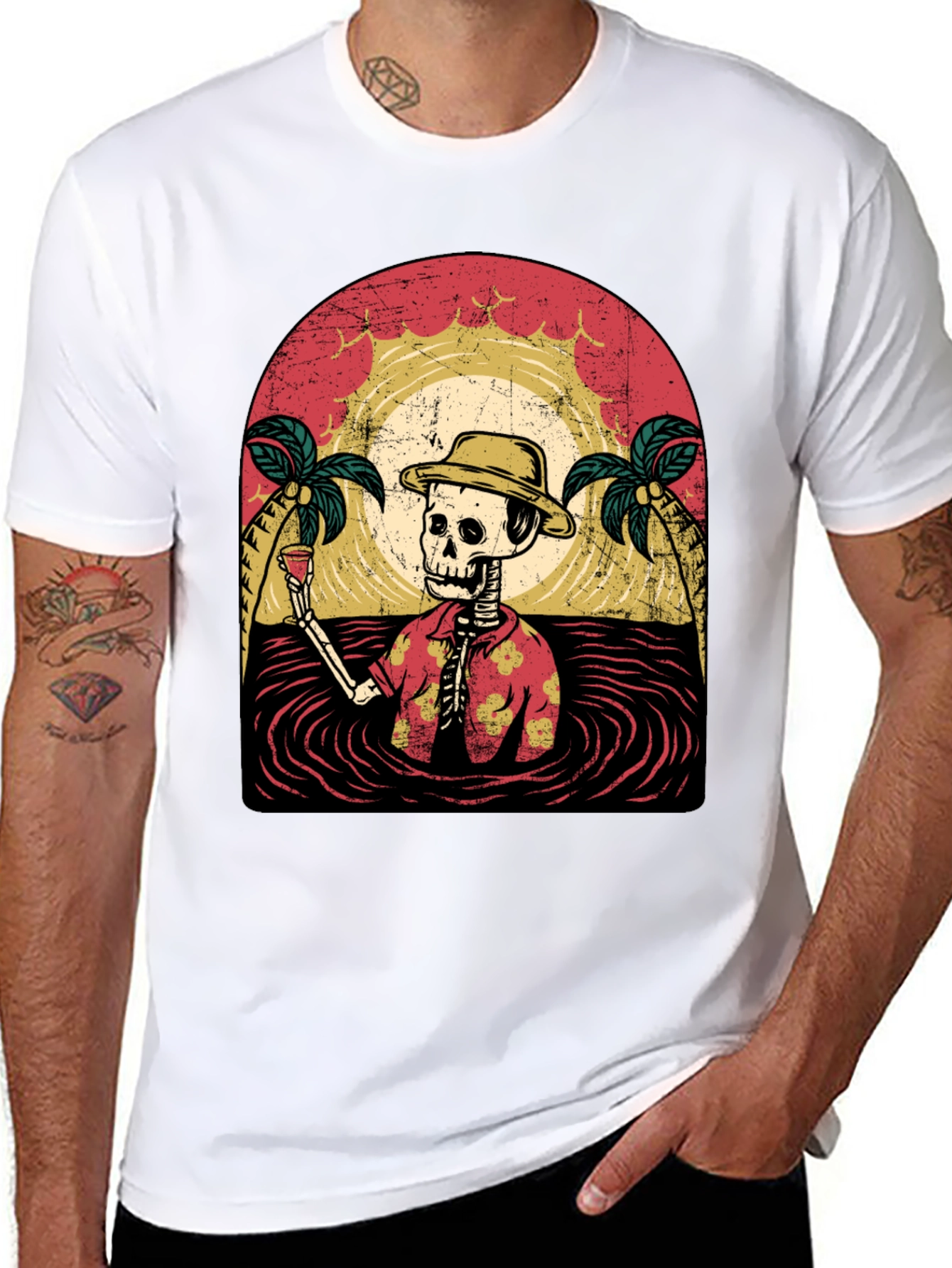 Tropical Skeleton T-Shirt: Beach Vibes