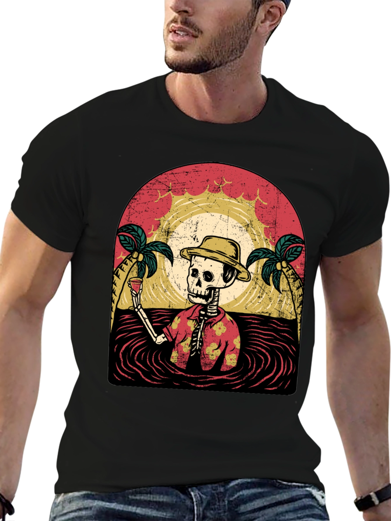 Tropical Skeleton T-Shirt: Beach Vibes