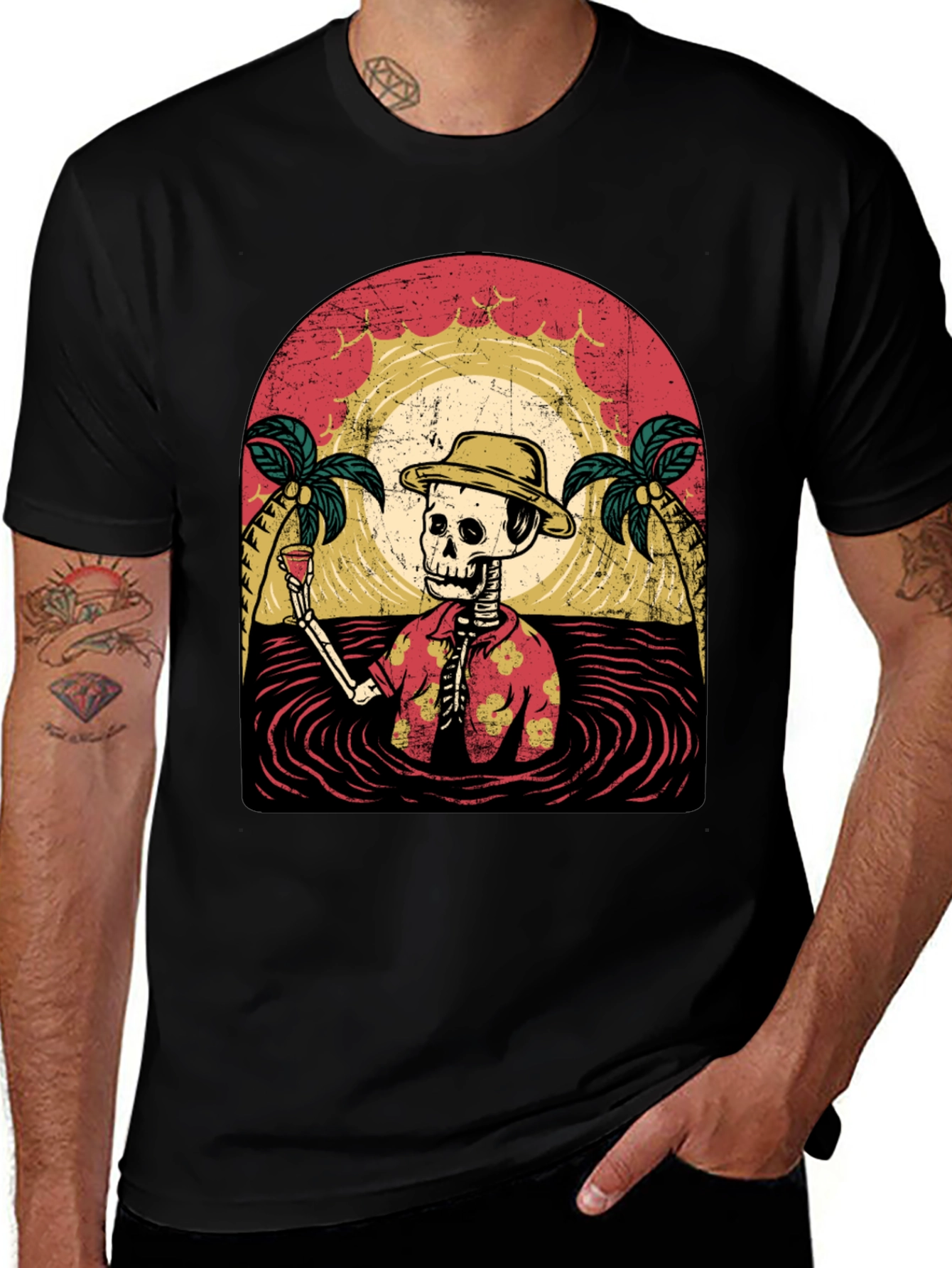 Tropical Skeleton T-Shirt: Beach Vibes
