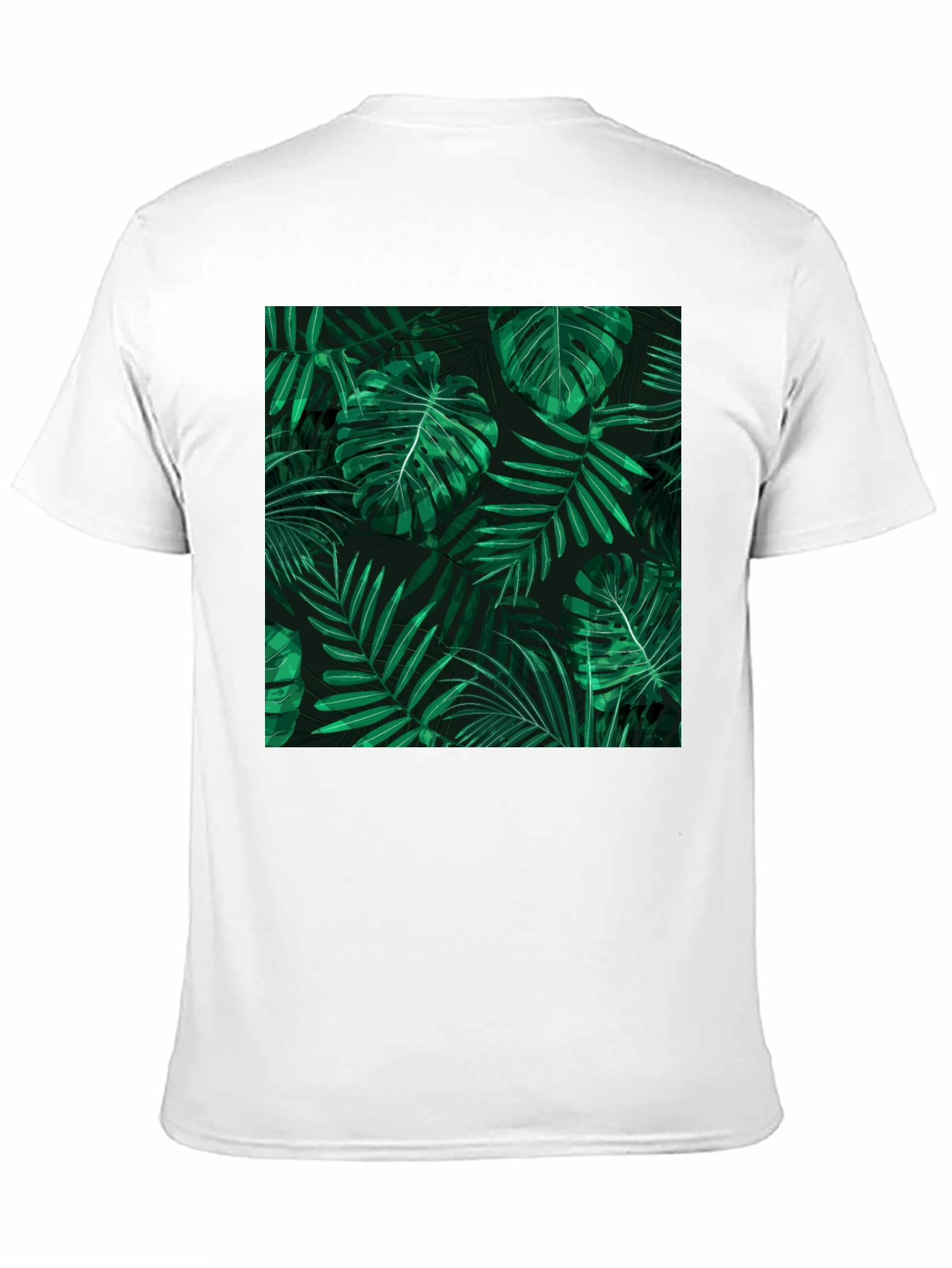 Tropical Leaves Print Black T-Shirt
