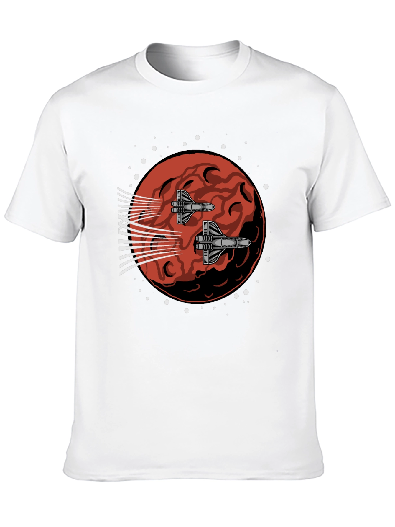Sci-Fi Spaceship Mars Graphic Tee - Black