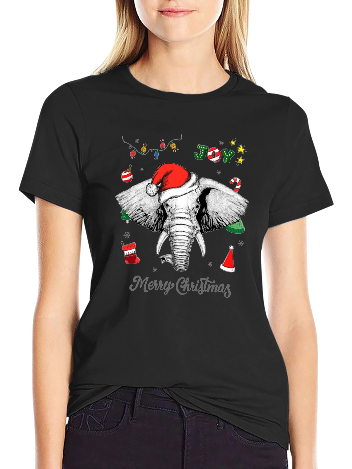 Christmas Elephant Graphic Tee - Holiday Joy