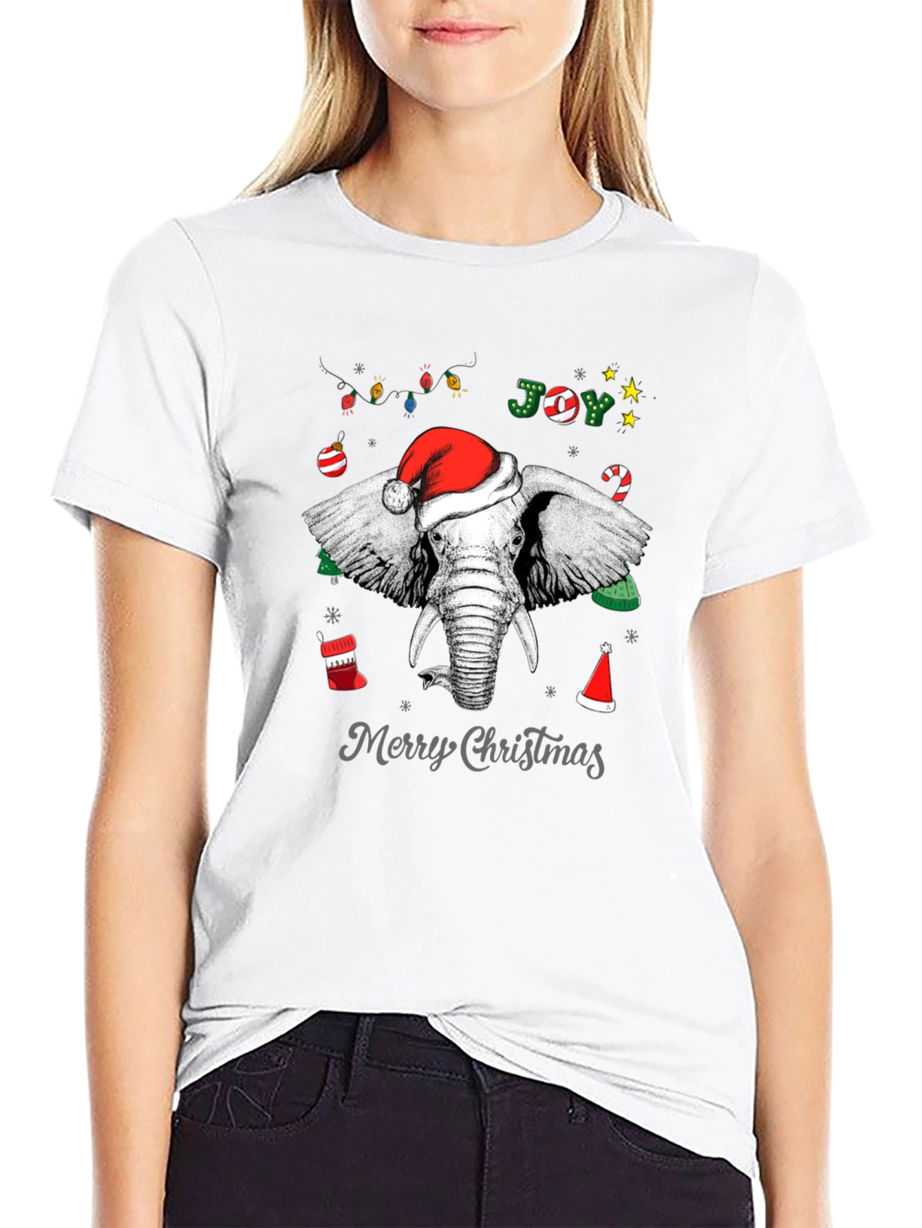 Christmas Elephant Graphic Tee - Holiday Joy