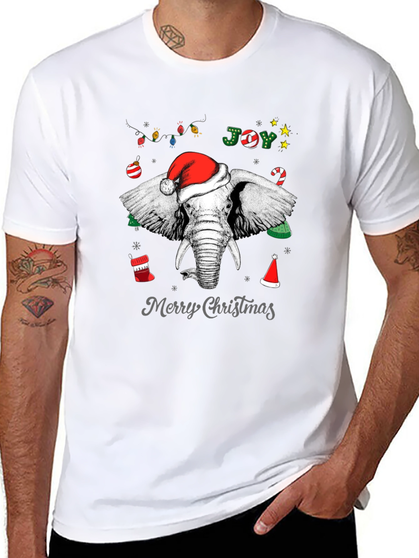 Christmas Elephant Graphic Tee - Holiday Joy