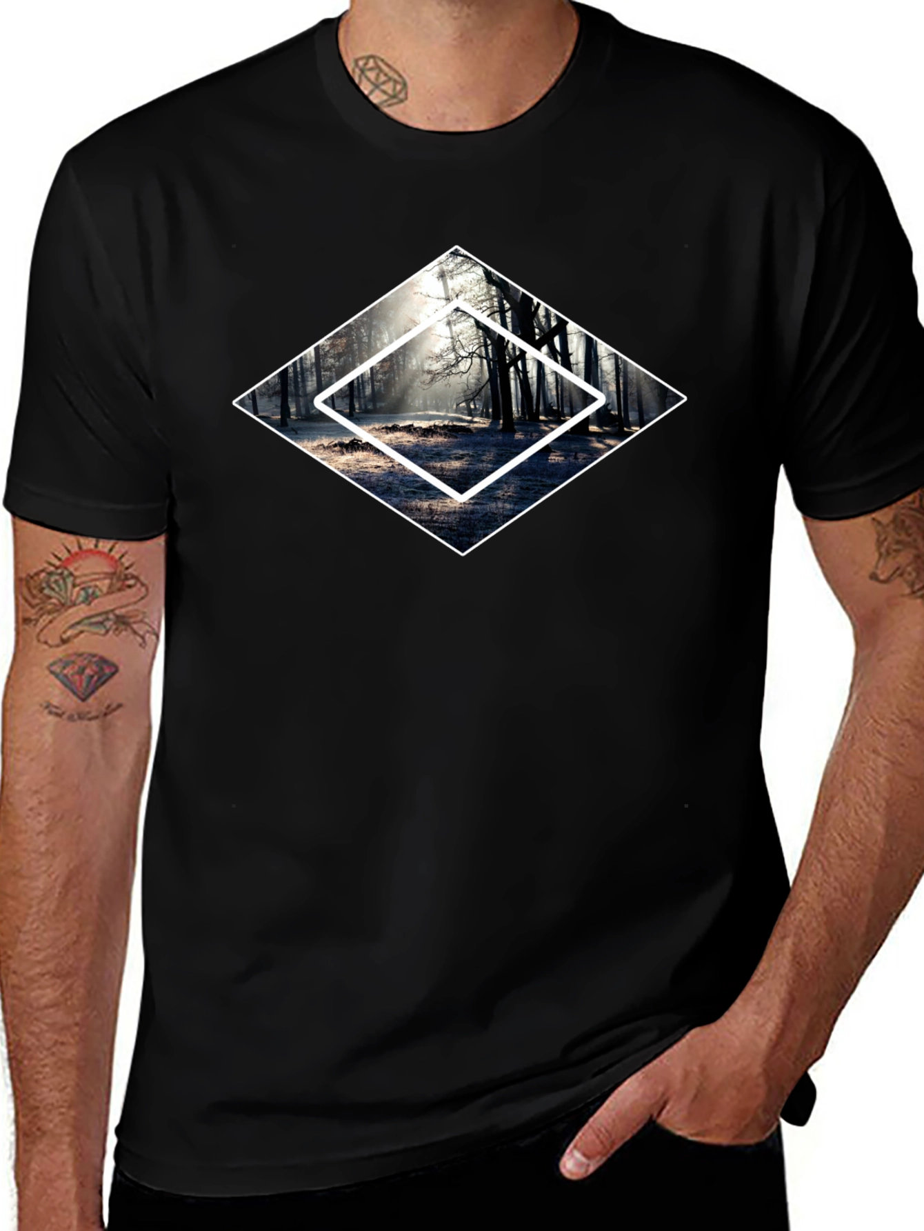 Diamond Forest Graphic Tee - Mens Black T-Shirt