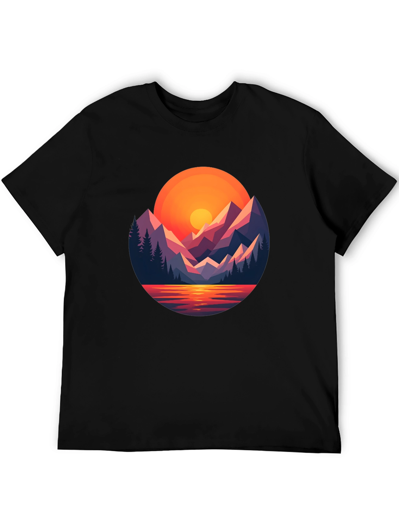 Sunset Mountain Graphic Tee - Black