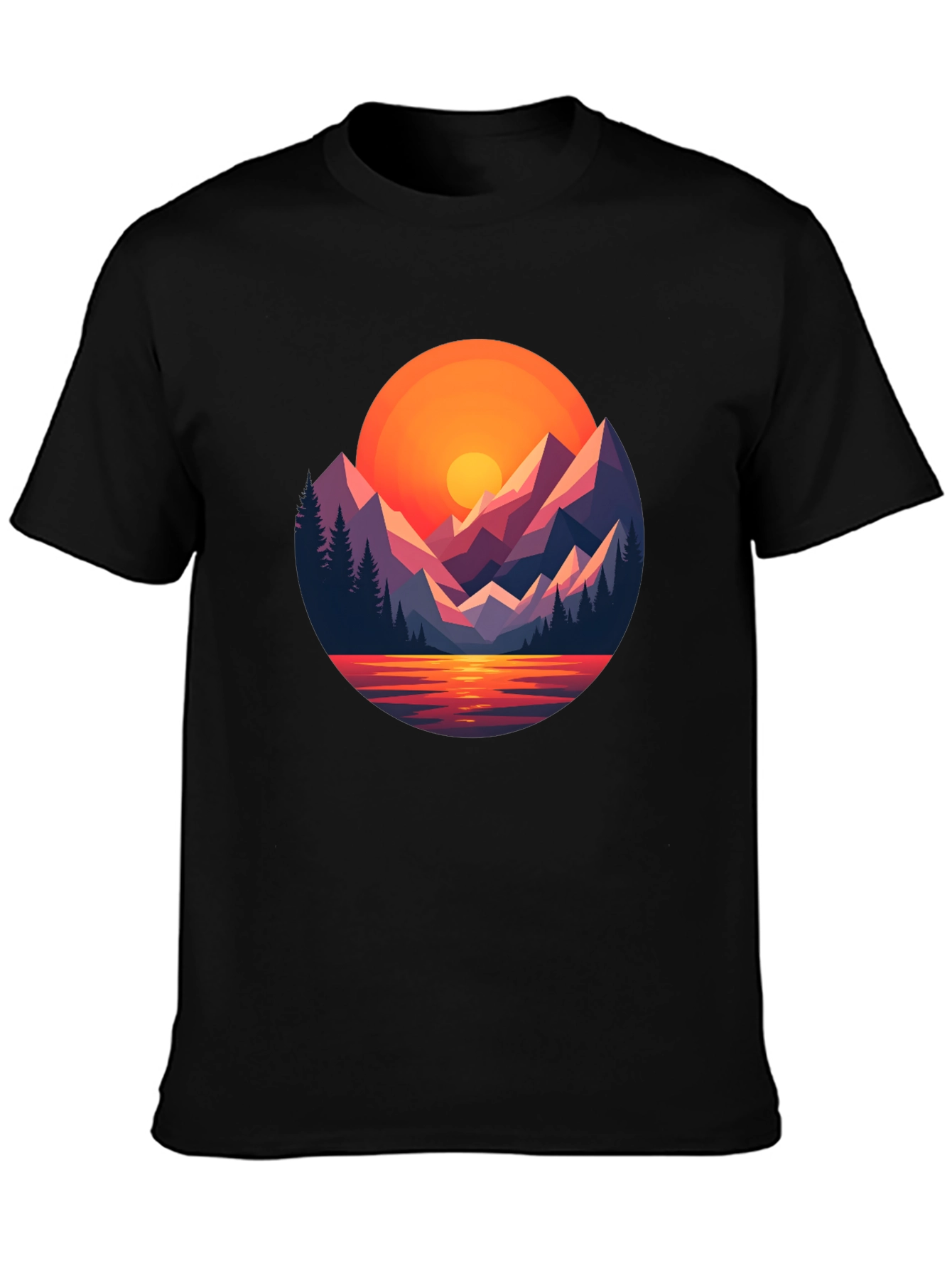 Sunset Mountain Graphic Tee - Black