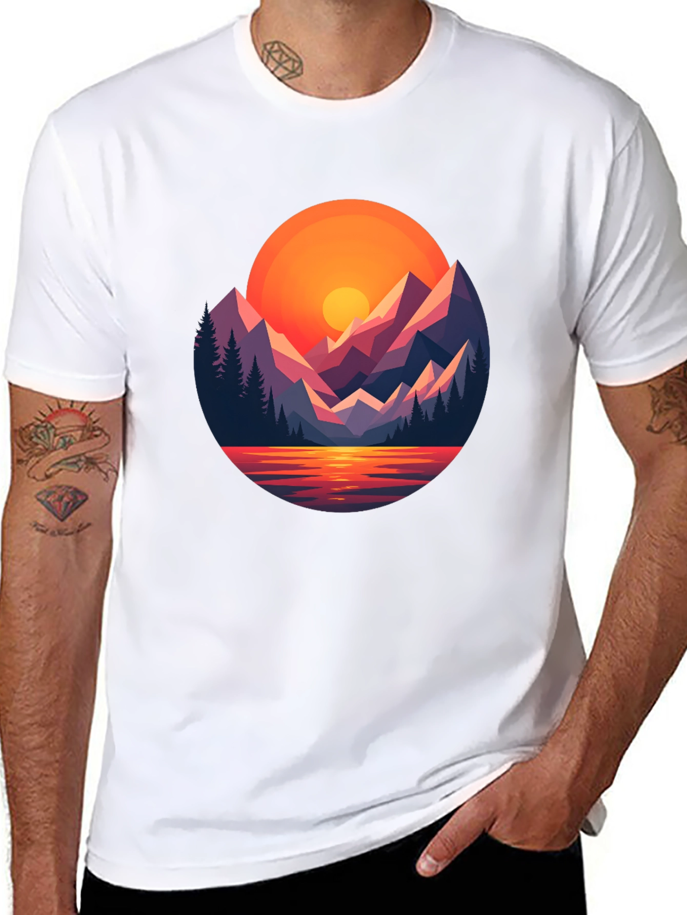 Sunset Mountain Graphic Tee - Black