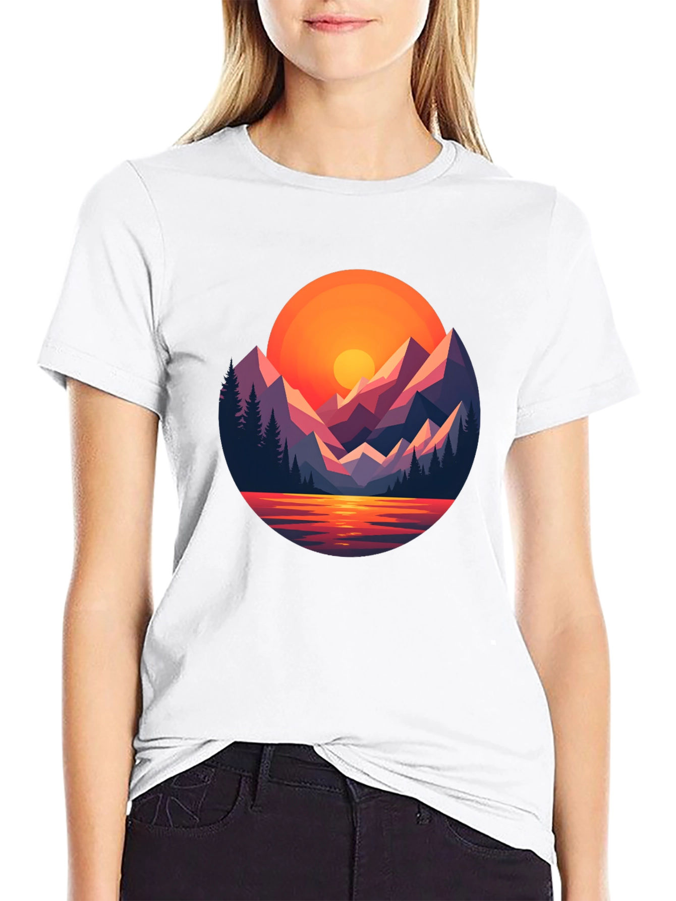Sunset Mountain Graphic Tee - Black