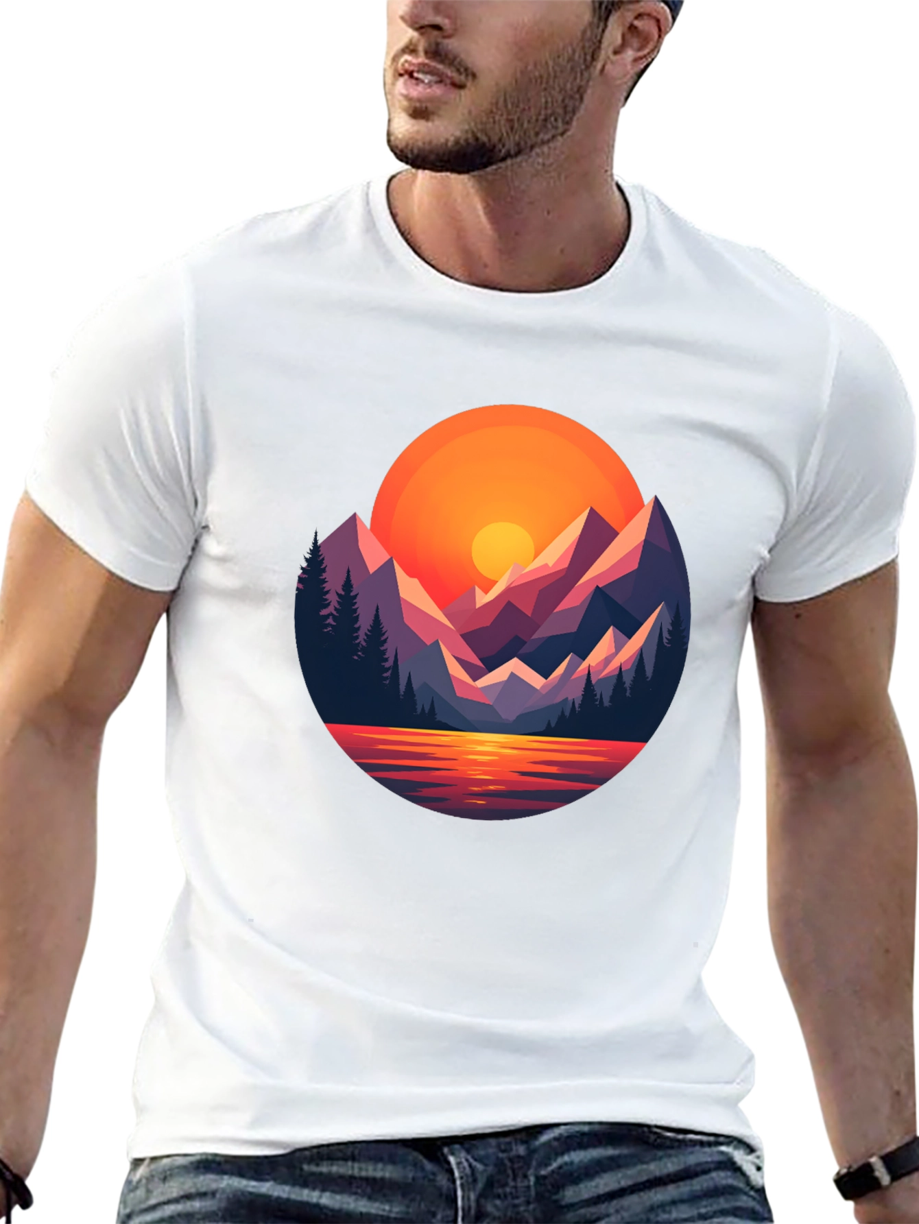 Sunset Mountain Graphic Tee - Black
