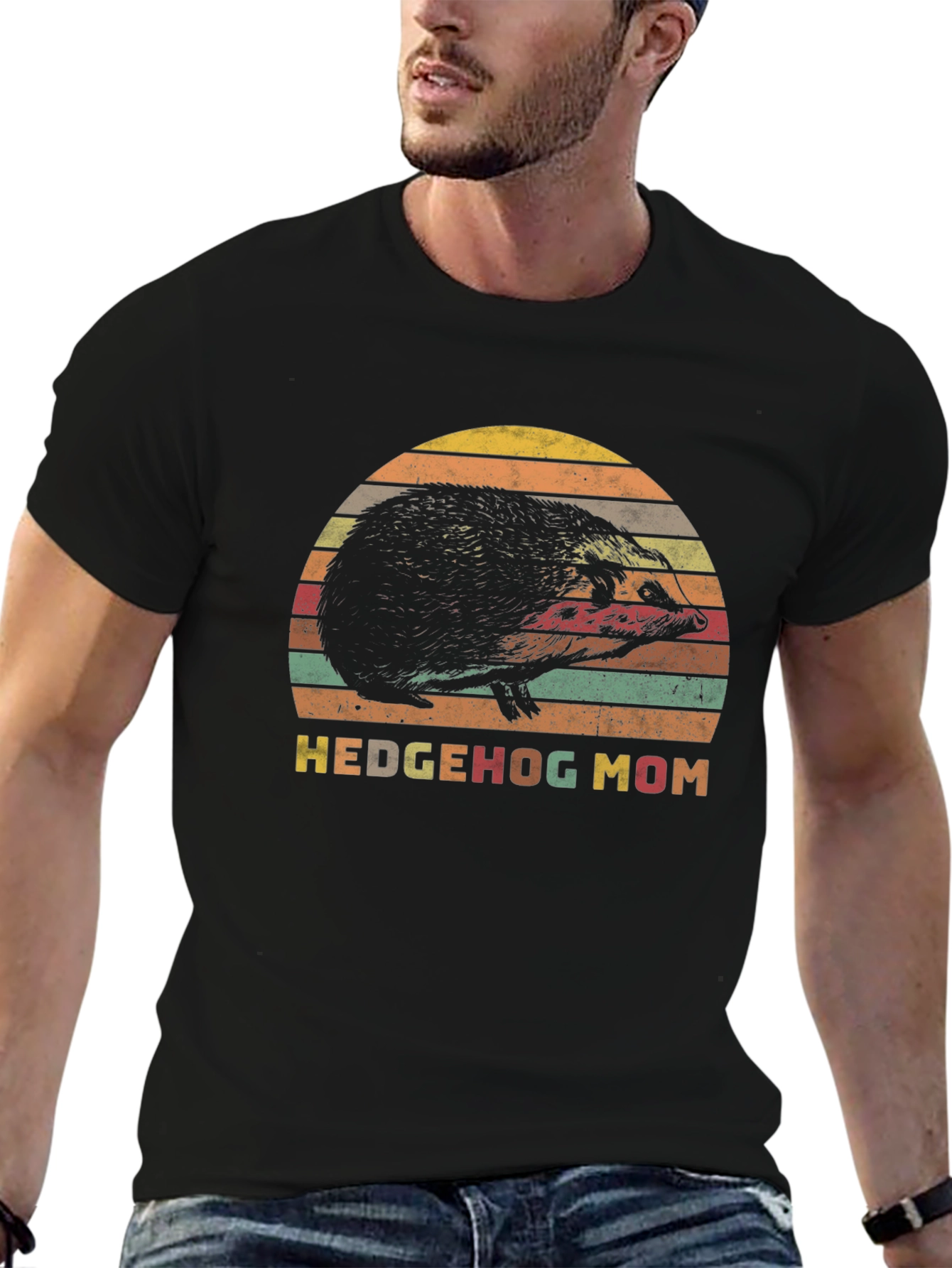 Hedgehog Mom Retro Style T-Shirt - Perfect Gift!
