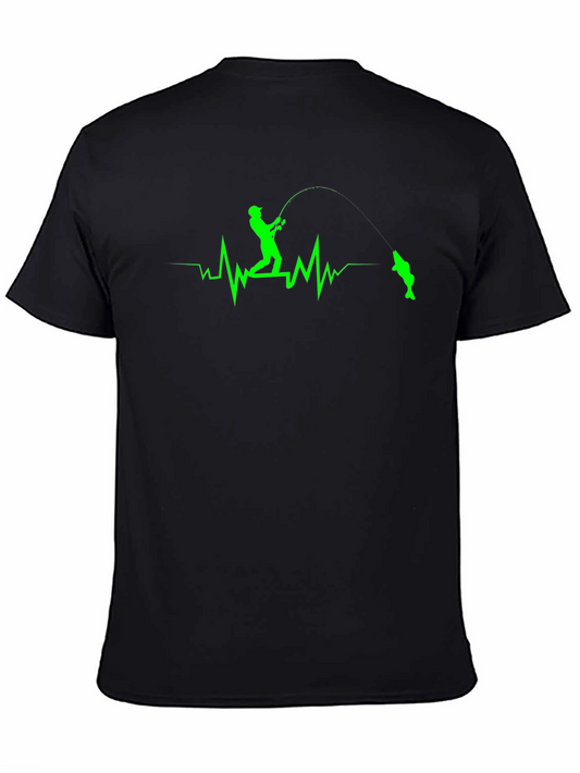 Fisherman Heartbeat T-Shirt - Black