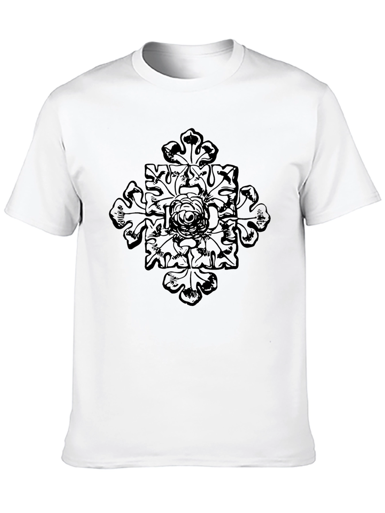 Mens Black Graphic Tee - Floral Cross