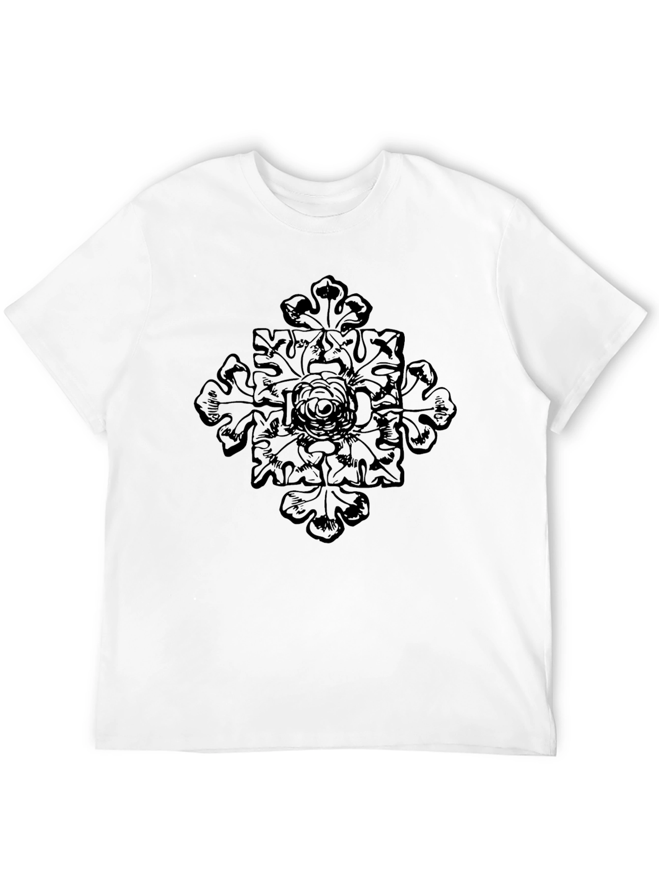 Mens Black Graphic Tee - Floral Cross