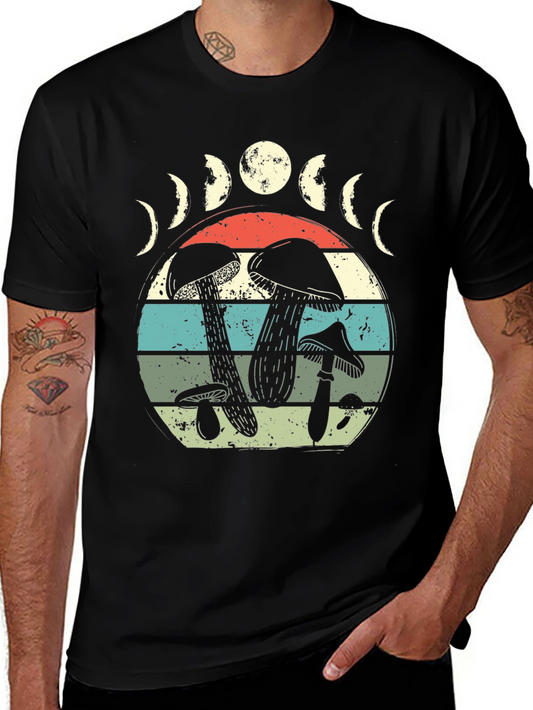 Mushroom Moon Phase Graphic Tee - Nature Lover Shirt