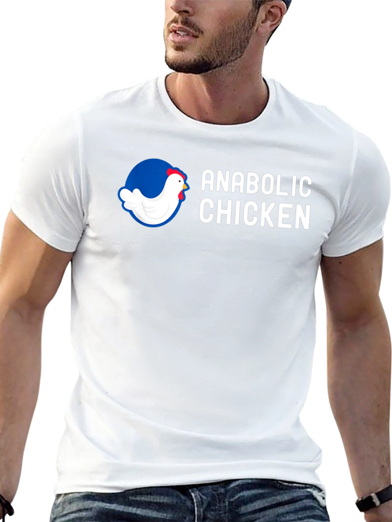 Anabolic Chicken Graphic Tee - Gym Humor Shirt