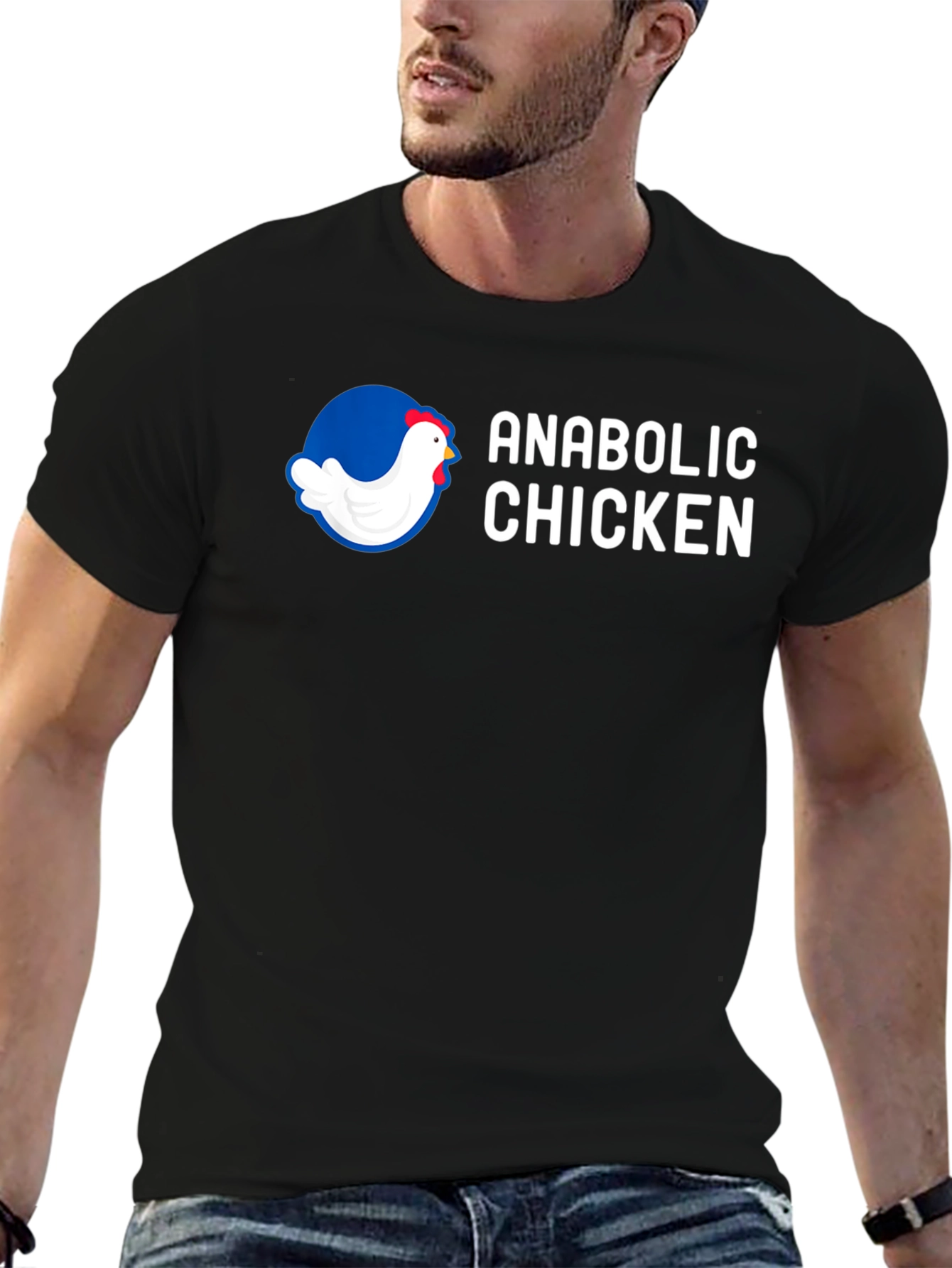 Anabolic Chicken Graphic Tee - Gym Humor Shirt