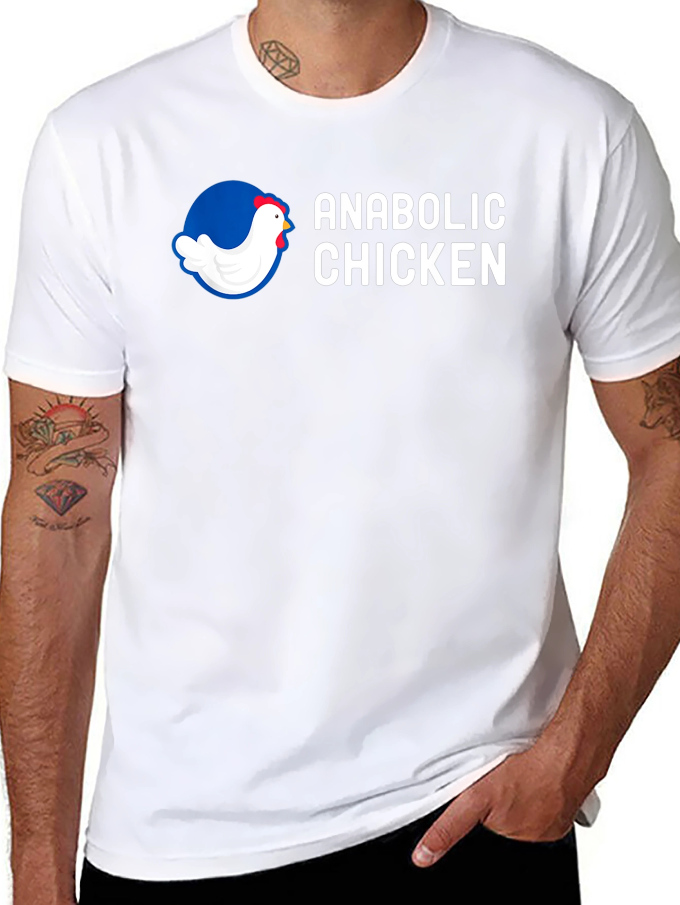 Anabolic Chicken Graphic Tee - Gym Humor Shirt