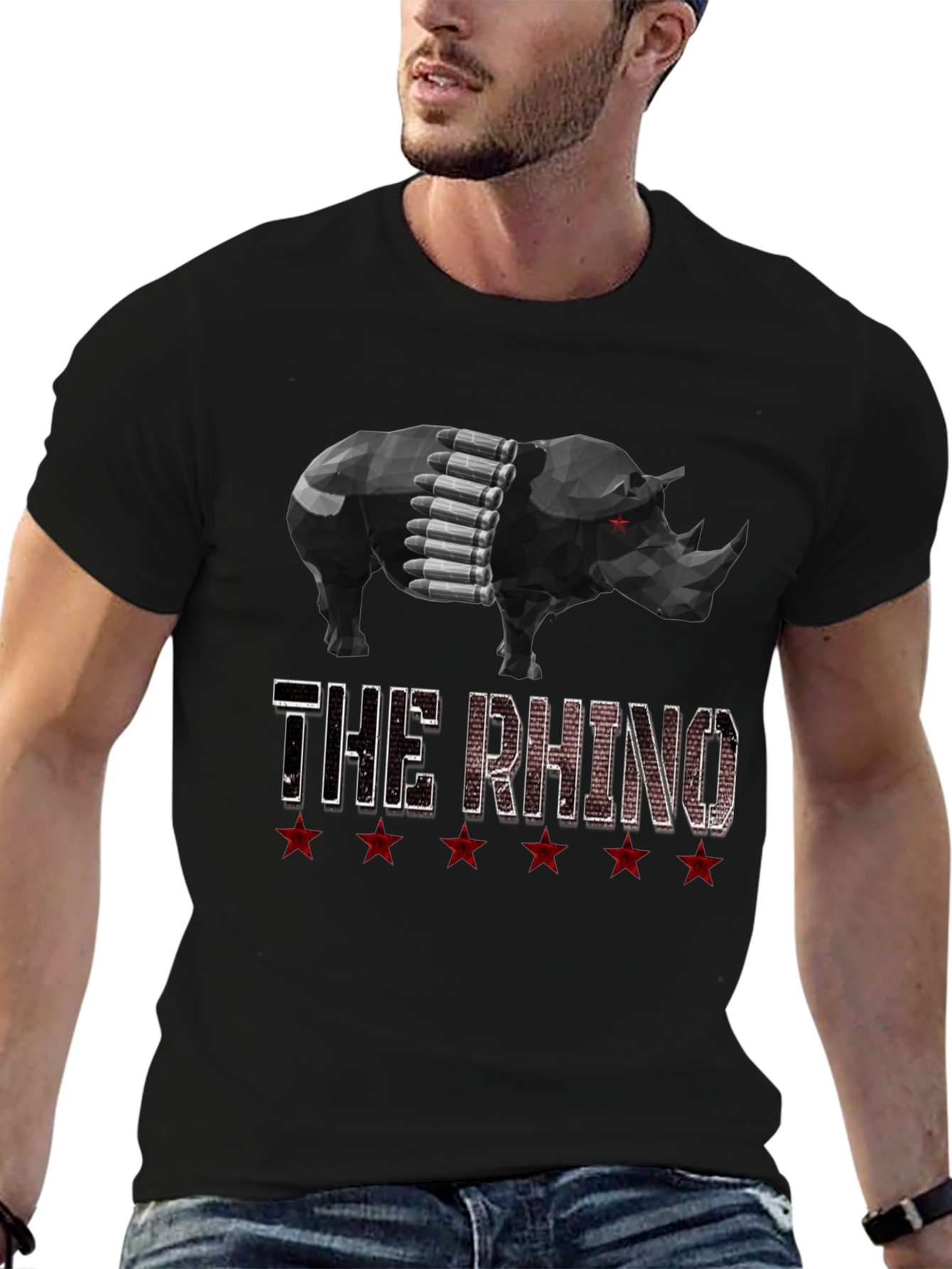 The Rhino Graphic Tee - Black Cotton T-Shirt