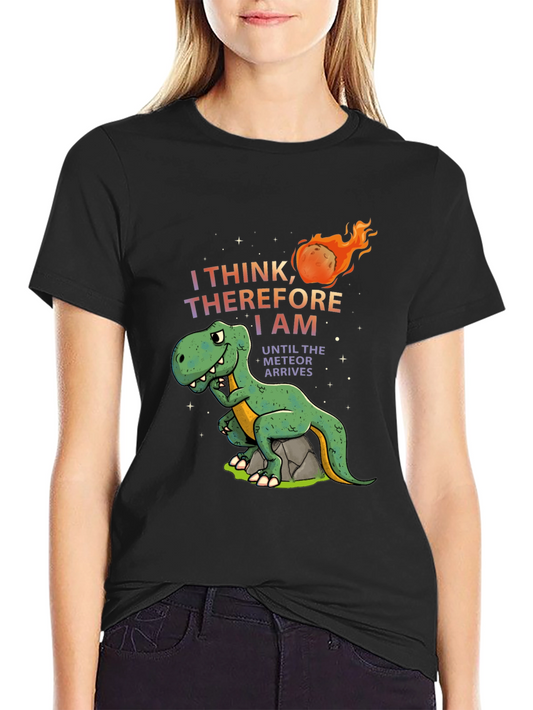 I Think Therefore I Am T-Rex Meteor Mens Black Graphic Tee