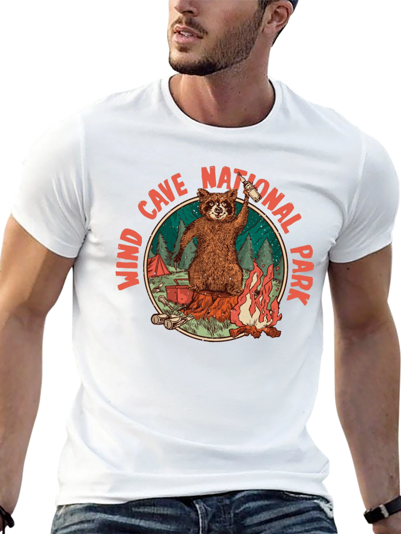 Wind Cave National Park Raccoon Camping T-Shirt