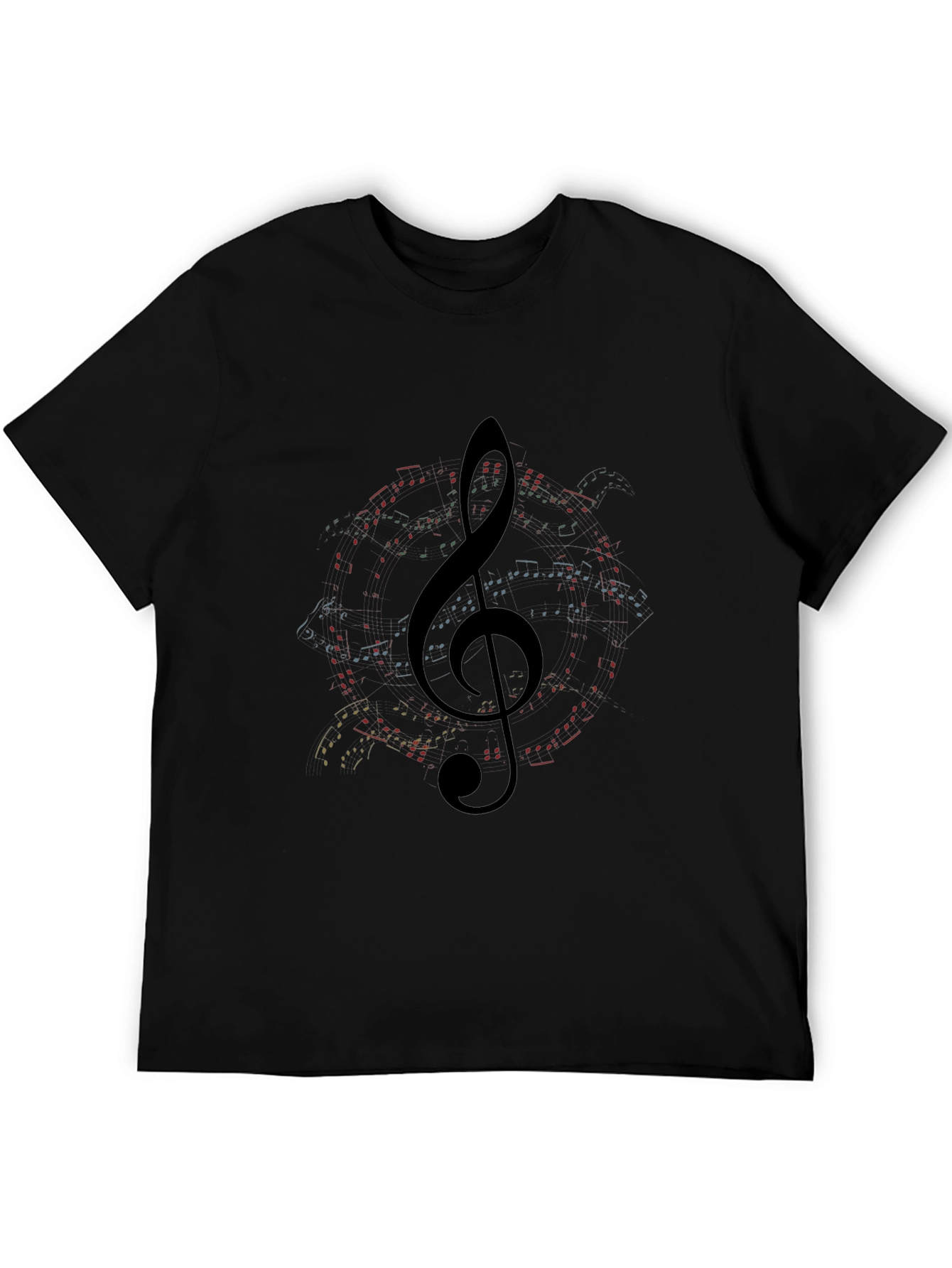 Musical Note Clef Graphic Black T-Shirt