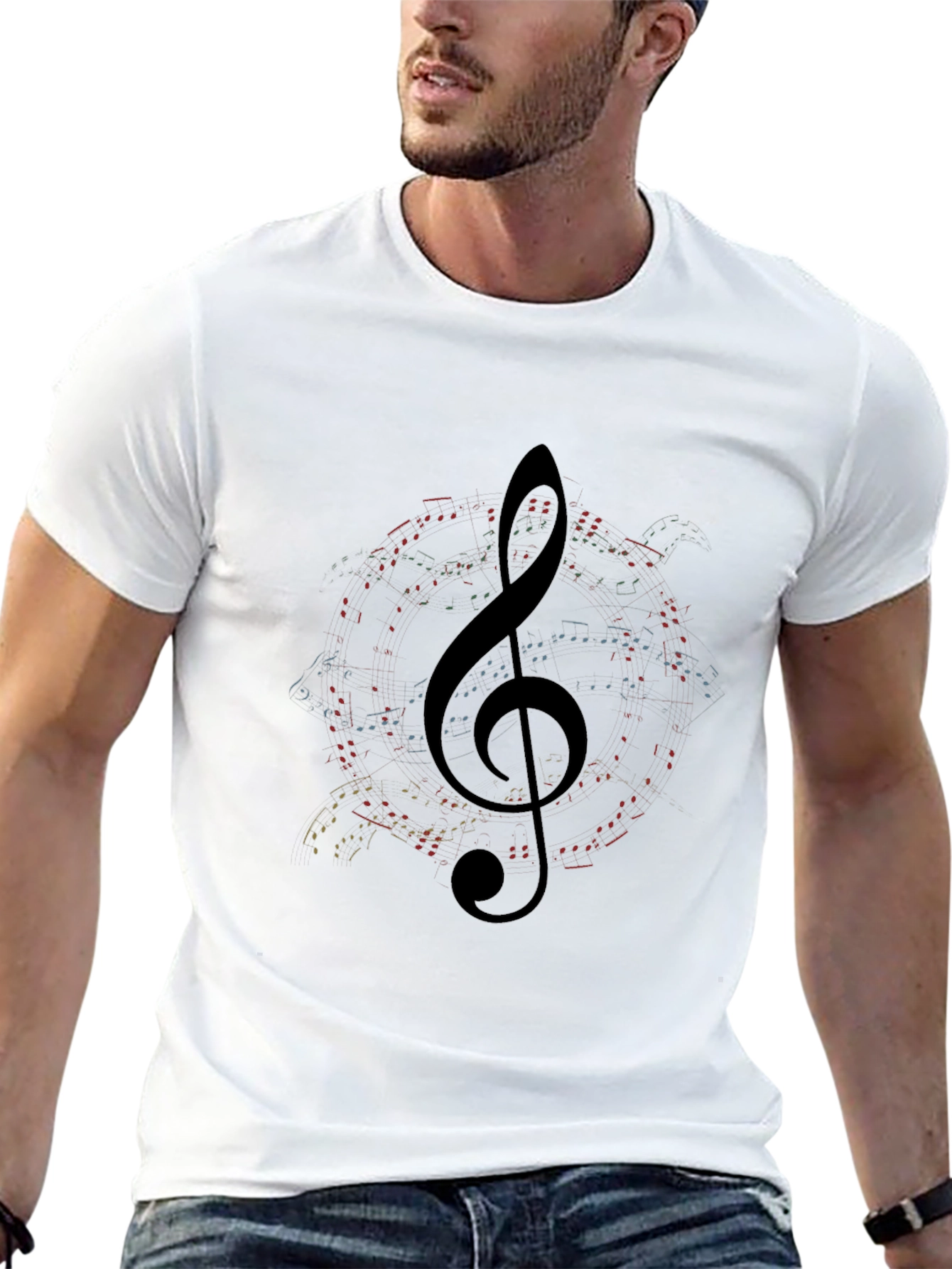 Musical Note Clef Graphic Black T-Shirt